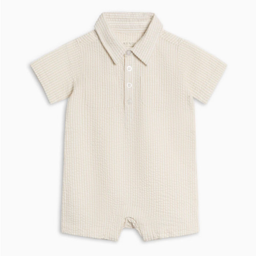 Mato Seersucker Collared Romper - 3-6M