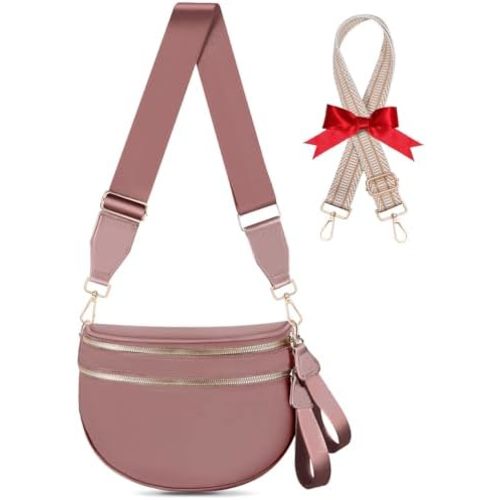 Bum Bags for Women Checkered Crossbody Bag Large Nylon Belt Purse Fanny Packs, Bonus with a Extra Strap