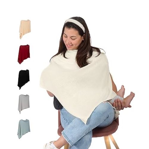 Breathable Nursing Cover Up for Breastfeeding - Privacy Nursing Covers - Newborn Essentials Must Haves - Improved Ponchy by Gold Mamas - Sand - Sand/Beige
