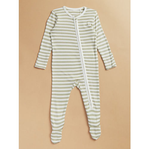 Adrian Striped Footie in Sage Green | Tullabee