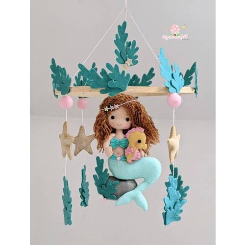 Mermaid Baby Mobile: Handmade Felt Nursery Decor  - baby shower gifts