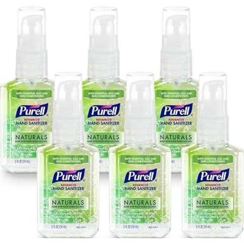 Purell Naturals Hand Sanitizer Travel Pump Bottle, 6ct x 2fl oz, 9623-04-EC