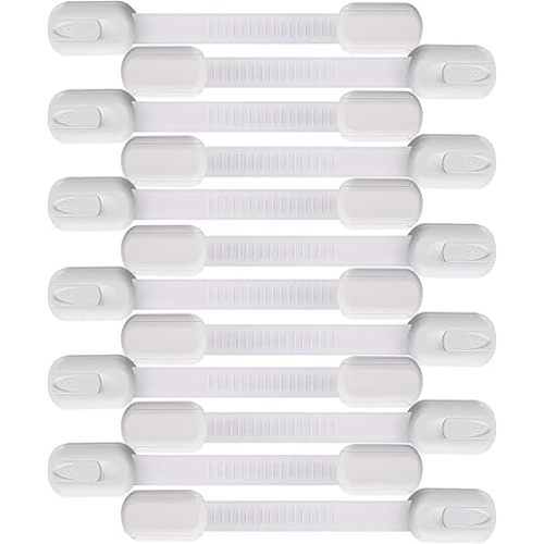 Eco-Baby Safety Cabinet Proofing for Babies - 3M Adhesive Baby Proofing Straps, Refrigerator Lock Straps, Child Proof Locks for Cabinet, Toilet Seat, Cupboard,Door with Easy Installation (12 Pack)