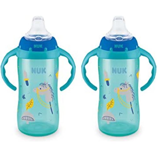 NUK Learner Cup, 10 oz, 2 Pack, 8+ Months﻿ – BPA Free, Spill Proof Sippy Cup
