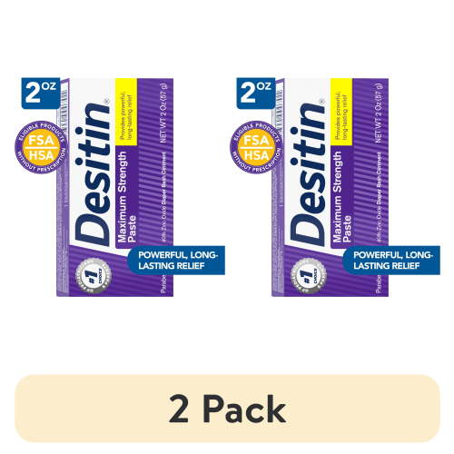 (2 pack) Desitin Maximum Strength Baby Diaper Rash Cream, Travel Size, 2 oz