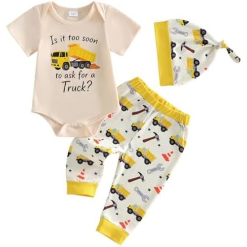 Madjtlqy Baby Boy Western Clothes Letter Short Sleeve Romper Long Pants With Hat Newborn Coming Home Outfit Infant Cute Sets