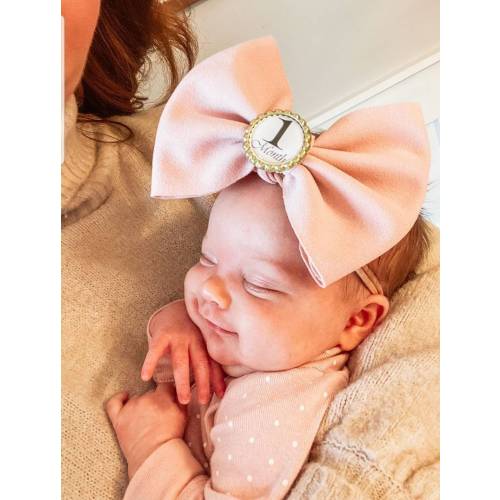Big Blush pink milestone set, Watch me Grow Bows, Monthly growth, baby Headband