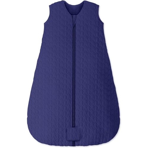 Baby Sleep Sack 0-6 Months TOG 2.5 Winter Baby Wearable Blanket, 100% Cotton Fabric Newborn Infant Sleeping Sack 2-Way Zipper Quilted Baby Sleep Bag, Warm Soft Navy Blue