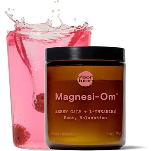 Moon Juice - Magnesi-Om, Berry - Jar (30 Servings) - Support Brain Health & Rest - Magnesium Powder - L-Theanine - Regularity - Glass Bottle - 100% Traceable - Vegan & Non GMO - 4.2oz