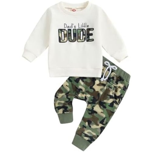 Toddler Baby Boy Camouflage Pant Set Infant Fall Winter Clothes Long Sleeve Embroidery Letters Sweatshirt Sweatpants