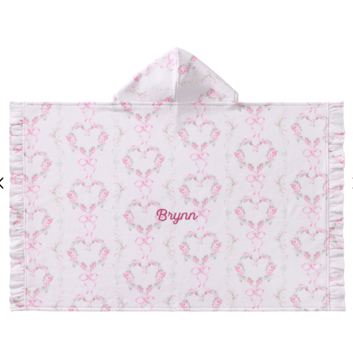LoveShackFancy Floral Hearts Baby Hooded Towel - Personalized