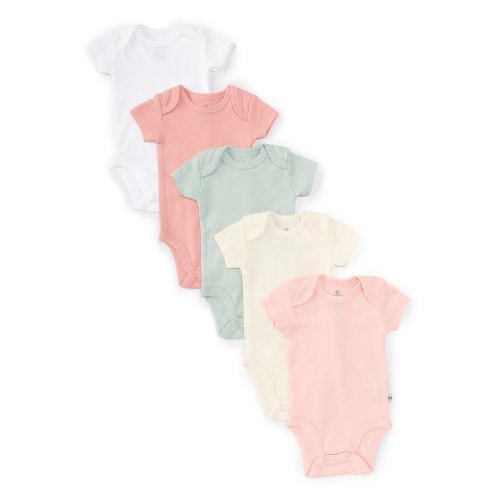 Honest Baby Clothing Baby Girls Newborn-12 Months Short Sleeve Organic Cotton Bodysuit 5-Pack