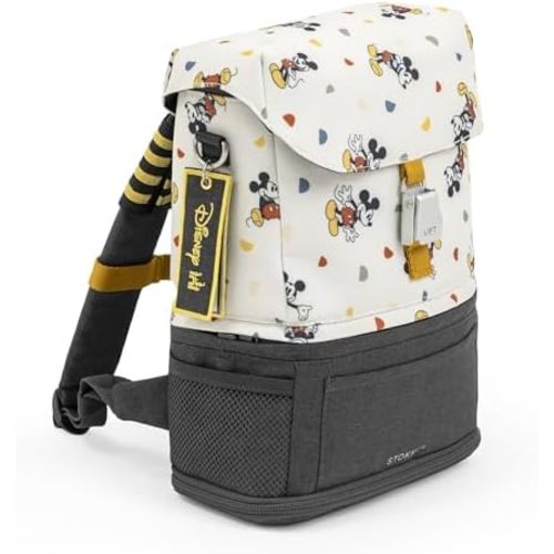 Stokke JetKids BackPack, Mickey Celebration - Expandable Design for Kids 2-7 Years Old - Easy-to-Clean, Water Repellent Fabric - Includes Pull-Out Seat Pad, Name Tag & Detachable Captain Stripes
