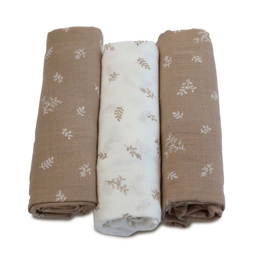 Bubba Blue 3 Pack Wrap Muslin Organic Chestnut