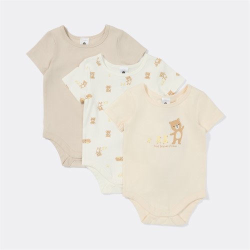 Dymples Baby Short Sleeves Stretch Bodysuit 3 Pack - Cream - Size 000