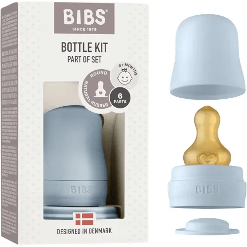 BIBS Bottle Kit - Part of Set. Mix and Match with BIBS Glass Bottles in Different Sizes, Bottle Kit Color - Part of Set, Baby Blue