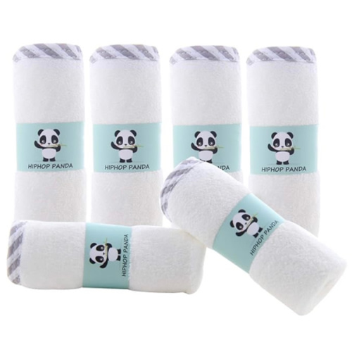 HIPHOP PANDA Baby Washcloths, Rayon Made from Bamboo - Gray Stripe, 6 Pack