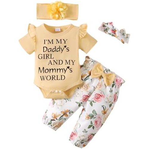 SUNNY PIGGY Newborn Infant Baby Girl Clothes Ruffle Romper Toddler Girl Floral Cotton Pant Sets Girls Clothing Outfit