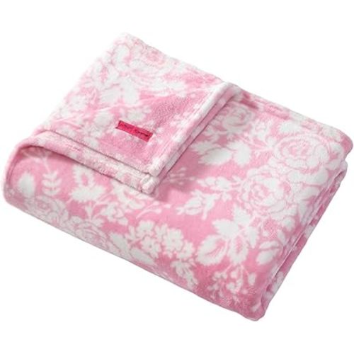 Betsey Johnson - Blanket, Buttery-Soft Throw Blanket for Couch or Bed, Boldly Plush & Oversized Bedding, Halloween Decor (Cottage Floral Pink, 50" x 70")