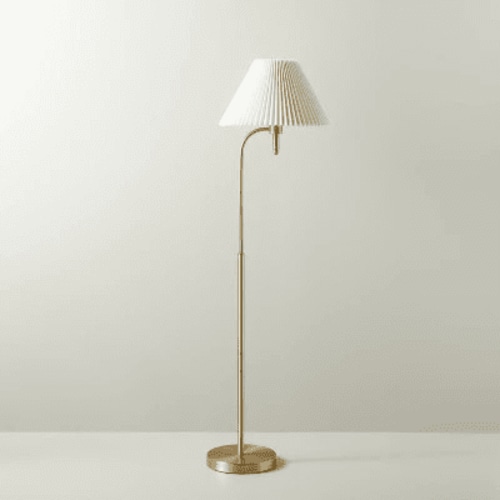 Pleated Shade Metal Floor Lamp Cream/Brass (Includes LED Light Bulb) - Hearth
