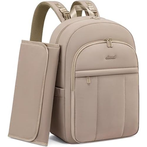LOVEVOOK Diaper Bag Backpack, Large Puffy Baby Bag with Changing Pad Insulated Pockets Stroller Straps, Waterproof Diaper Backpacks for Mom Dad, Coffee Brown