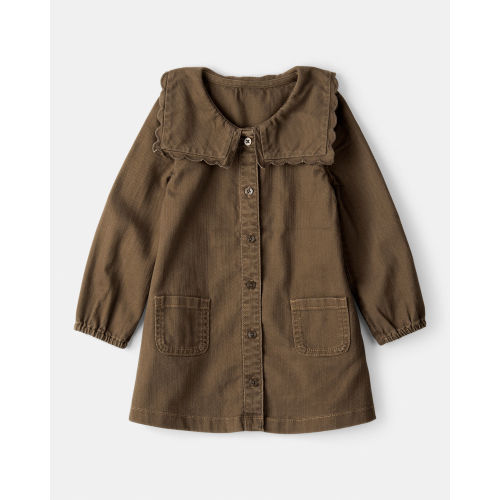 Toddler Girl Scalloped Collar Button-Down Long-Sleeve Dress - Brown - OshKosh B'gosh | Carter's