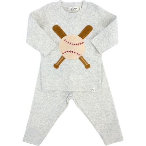 Vintage Baseball Terry Applique Two Piece Set, 3-6M