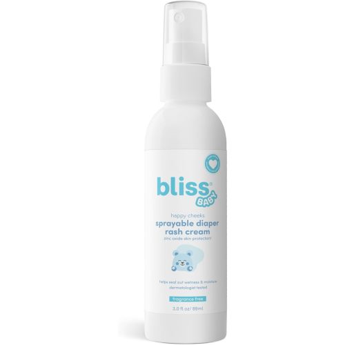 Bliss Baby Diaper Rash Cream Spray - Fragrance-Free, No Touch & Mess-Free, Treats, Soothes & Prevents Diaper Rash, Zinc Oxide, Dermatologist Tested, Vegan, Organic Aloe Vera, Shea Butter & Olive Oil