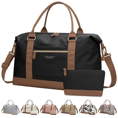 Travel Duffle Bag for Women, Weekender Bags, Hospital Bag for Labor Delivery, Lightweight Tote Duffel Overnight Bag with Luggage Sleeve, Airplane Travel Bags with Toiletry Bag, Large, Black
