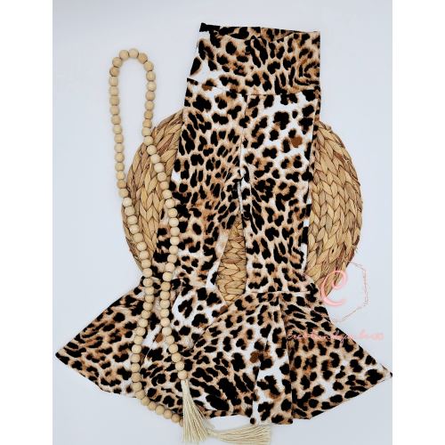 Leopard Bell Bottoms | Animal Print Bell Bottoms | Toddler Bell Bottoms | Baby Bell Bottoms | Girls Bell Bottoms