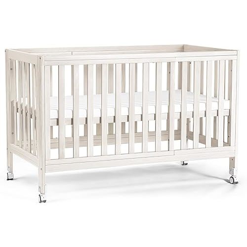 EvoNest Baby Crib, 11 in 1 Convertible Standard Full Size Crib with Wheels, 100% New Zealand Pinewood Growing Bed, 4 Adjustable Mattress Heights