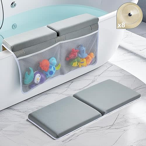 Bath Kneeler and Elbow Rest Pad,Bath Kneeler,Baby Bath Mat,Kneeling Pad,Bath Toy Organizer for Tub,Kneeling Pad for Bathing Baby,Relieve Your Knees and Elbows,Quick Dry,Non-Slip
