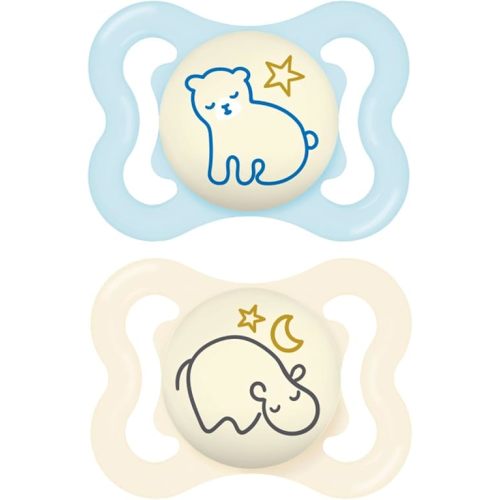 MAM Supreme Night Baby Pacifier, for Sensitive Skin, Patented Nipple, Boy, 0-6 Months (Pack of 2)