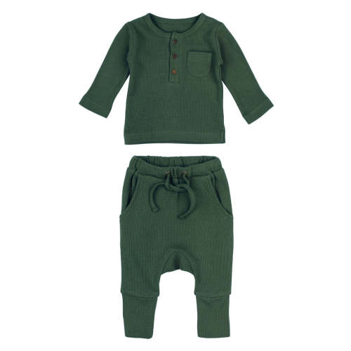 Organic Thermal Henley & Jogger Set in Evergreen – L'ovedbaby
