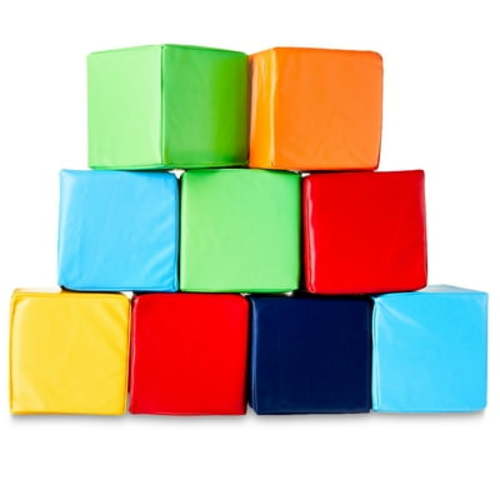 Play Day Foam Blocks, Soft Faux Leather, Multicolor, 9 Pieces, Toddler Toys