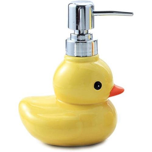 123Arts Ceramic Duck Soap Dispenser with Pump Soap Bottle or Lotion Bottle, 9 oz