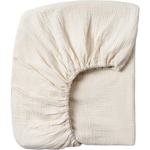 Meracorallo Muslin Crib Sheet, 100% Cotton Fitted Crib Sheet 28x52 Soft and Breathable Baby Boys Girls Cover for Standard Crib and Toddler Mattresses, Cream