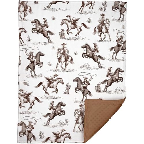 Western Baby Blanket, Cowboy Minky Blankets for Boys Girls, Nursery Room Decor, Soft Warm Lightweight Nursery Bed Blanket for Newborn Toddlers Son Daughter (05)