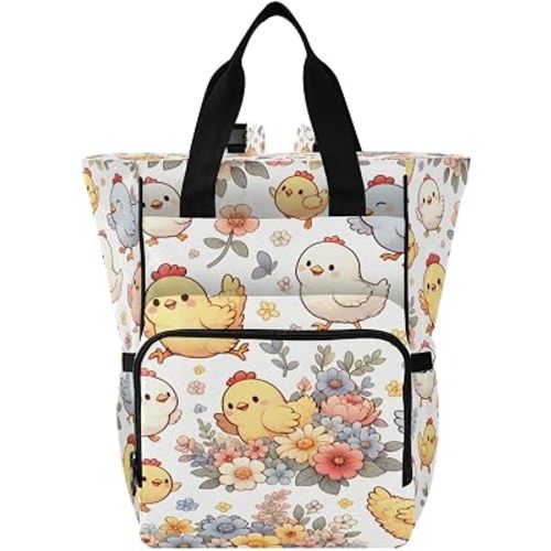Cute Cartoon Chickens Diaper Bag Backpack,Multifunctional Baby Boy & Girls Diaper Bag for with Insulated Pockets and Stroller Straps Large Capacity,Waterproof Diaper Bag Travel Back