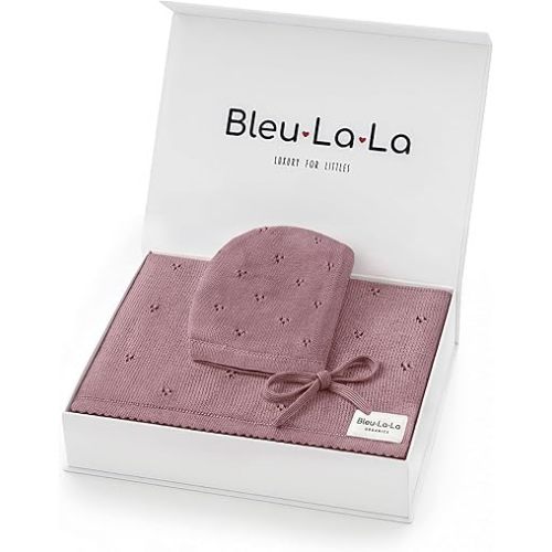 Baby Gift Set - Organic Cotton Newborn Blanket Essentials, Thoughtful Baby Shower & New Baby Gift for Boys & Girls (Pointelle - Sugar Plum)