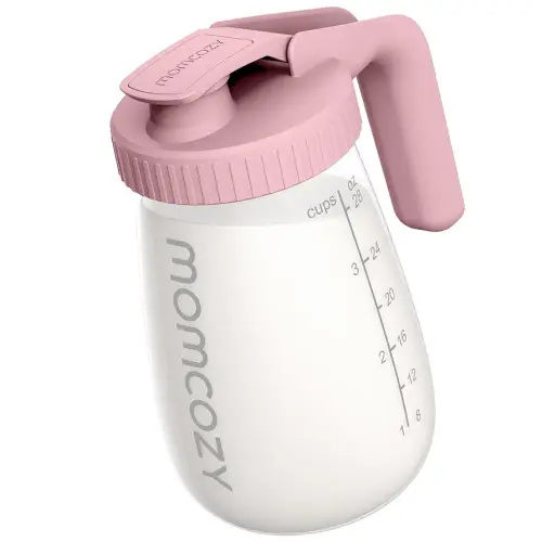 Momcozy Breast Milk Pitcher, Resistant to Heat and Cold Abrupt Temp Swings, No Leak Breast Milk Fridge Storage Container with Wide Mouth, Fast Baby Formula Maker, Breastfeeding Essentials, Pink