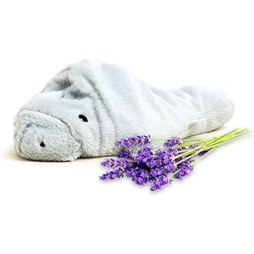 warmies Manatee, Large microwavable French Lavender Scented Plush, Gray, heatable Plush Stuffed Animal That Releases a Calming Lavender Scent When warmed. Suitable for All Ages. 14" by 8" by 4"