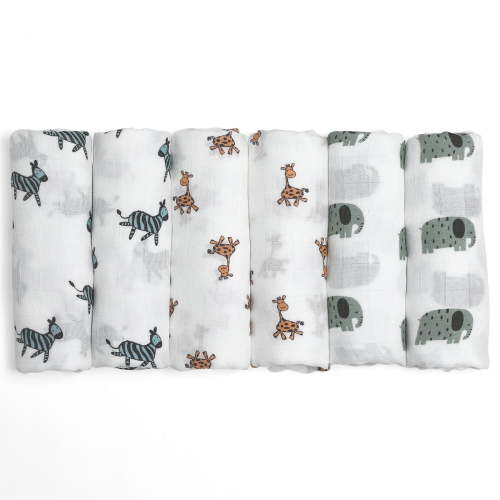 "GLLQUEN BABY Organic Muslin Swaddle Blankets 6-Pack, 27""x27"" Breathable Unisex Receiving Swaddles for Newborns"