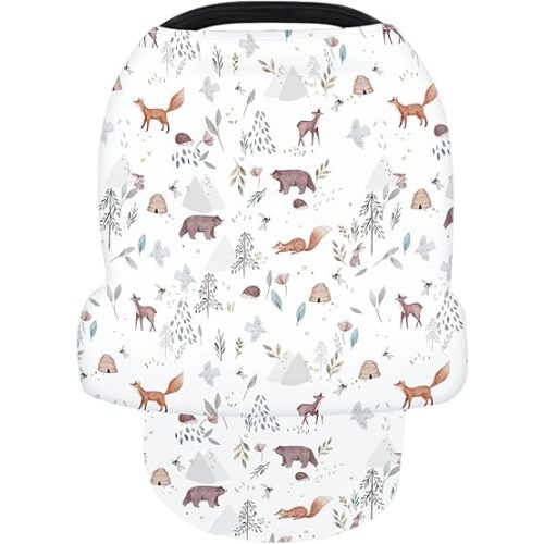 Nursing Cover for Newborn Breastfeeding Multi Use Infant Stroller Canopy Unisex Baby Car Seat Cover High Chair Cover Shopping Cart Cover for Baby Boy and Girl (Animal 2)