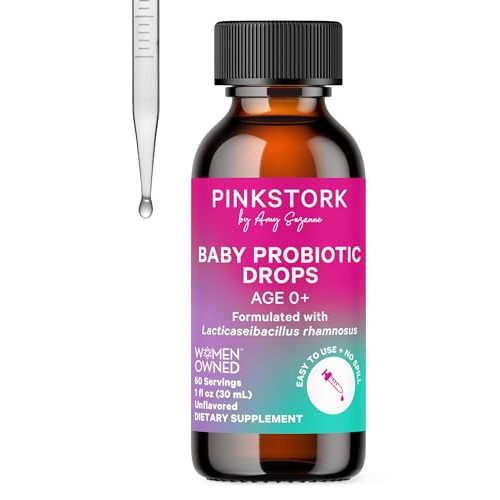 Pink Stork Baby Probiotic Drops, Newborn, Infant & Toddler Probiotics to Help Aid Digestion and Constipation Support, Newborn Essentials - 1 fl oz, 2 Month Supply