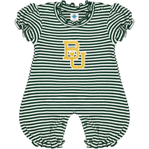 Creative Knitwear College Baby Striped Puff Sleeve Romper - Team Logo, Many Colors, for Girls (Newborn-12 Months)