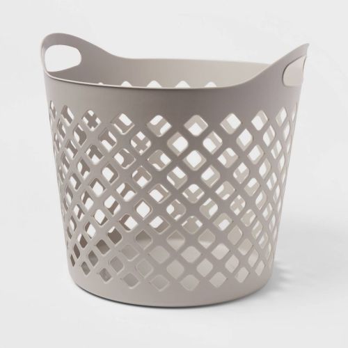 1bu Flexible Diamond Round Laundry Basket Gray - Brightroom™: Polyethylene, 35.2l Capacity, Built-in Handles, Multipurpose
