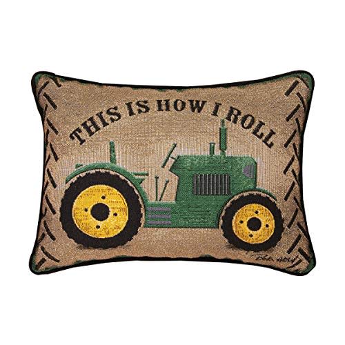 HlpiAMok SPPRANDOM Aeiniwer Manual Woodworkers Green Tractor This is How I ROLL RECTANGLUAR Pillow 18" X 13"