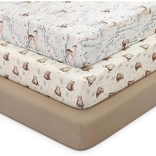 Looxii Baby Crib Sheets for Boys Girls, 3 Pack Fitted Crib Sheet for Standard Crib and Toddler Mattress, Ultra Soft Breathable Microfiber Baby Sheet 52x28x8in