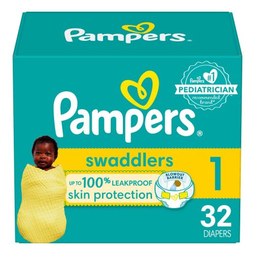 Pampers Swaddlers Diapers, Size 1, 32 Count